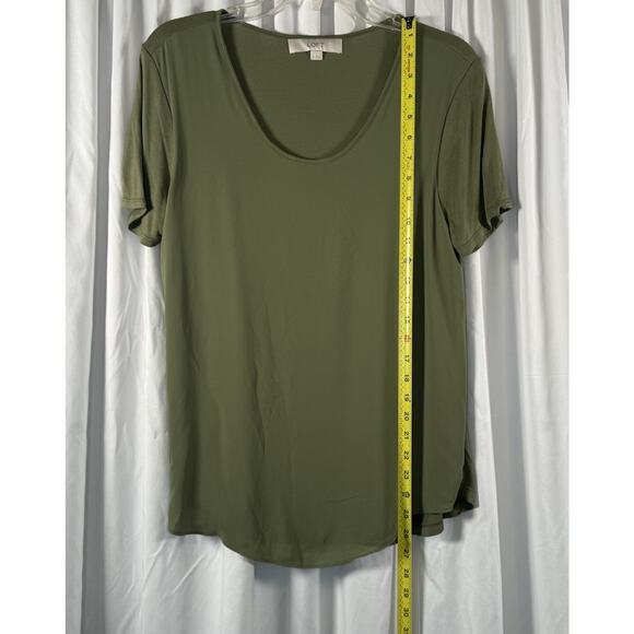 Loft Short Sleeve Mixed Media T-Shirt M Olive Green Casual Minimalists 88-32 - Picture 6 of 12